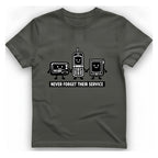 Never Forget Their Service Obsolete T-Shirt - Charcoal front