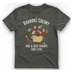 Roanoke Colony Hide And Seek T-Shirt - Charcoal front