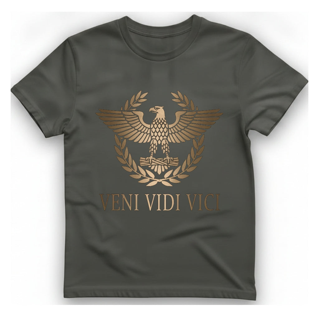 Veni Vidi Vici Roman Eagle T-Shirt - Charcoal front