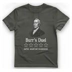 Burr Duel Review T-Shirt - Charcoal front