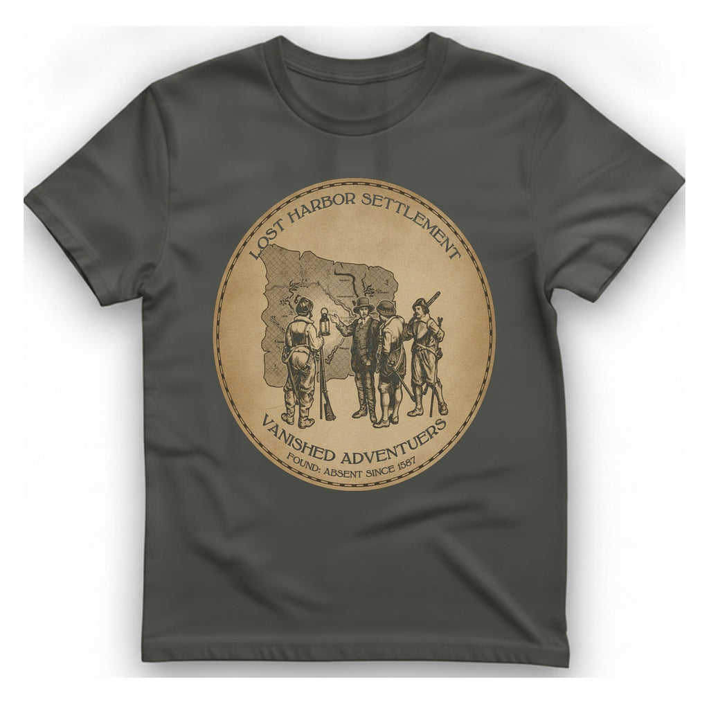 Lost Harbor Settlement T-Shirt - Charcoal front
