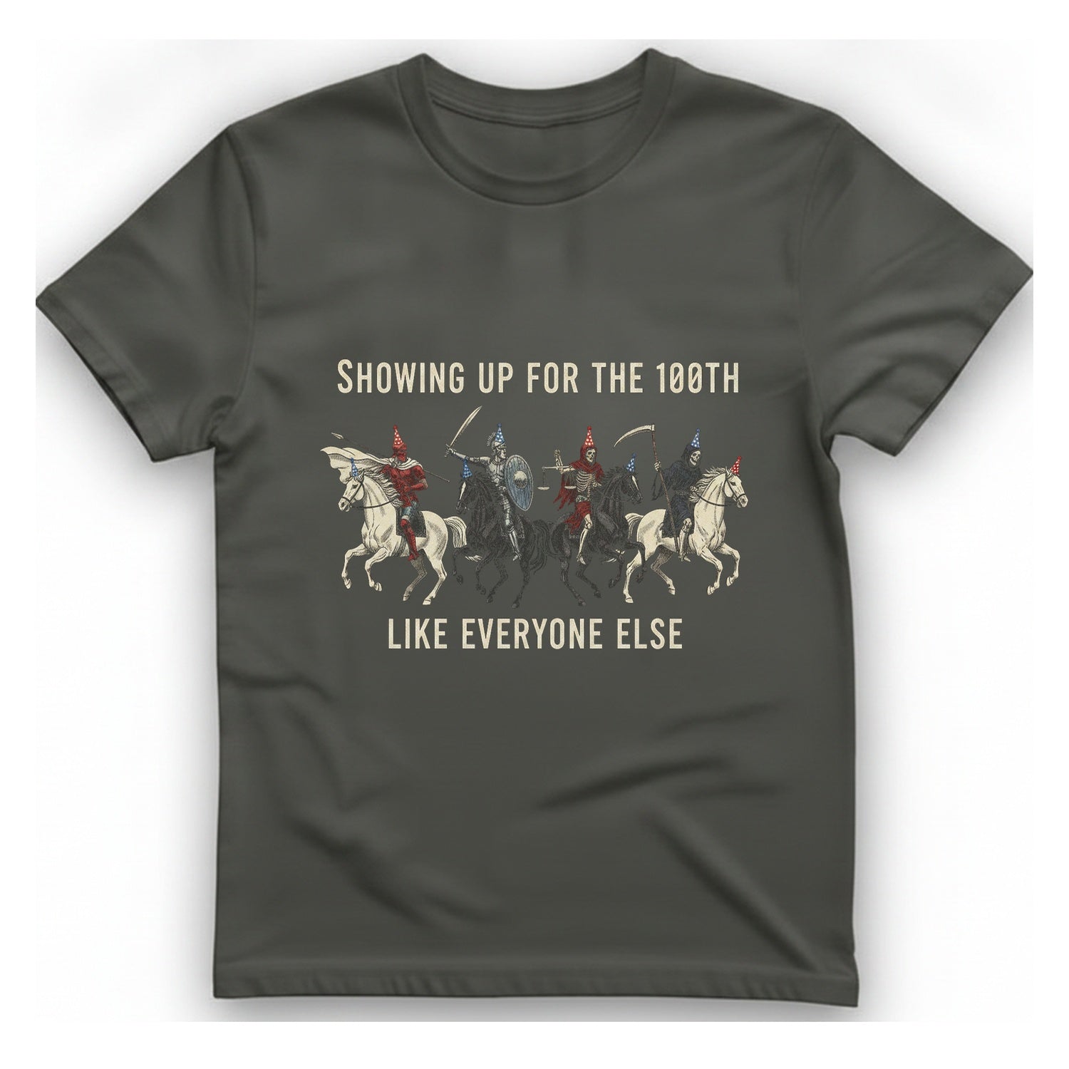 Showing Up For The 100Th T-Shirt - Charcoal front