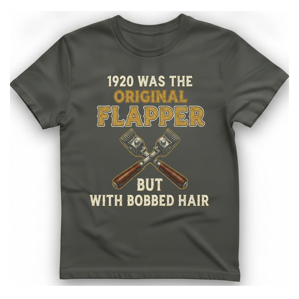 Was The Original Flapper T-Shirt - Charcoal front