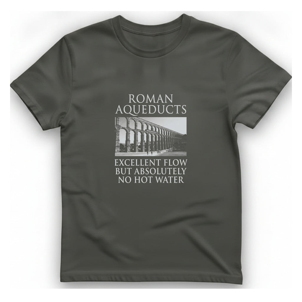 Roman Aqueducts Service Review T-Shirt - Charcoal front