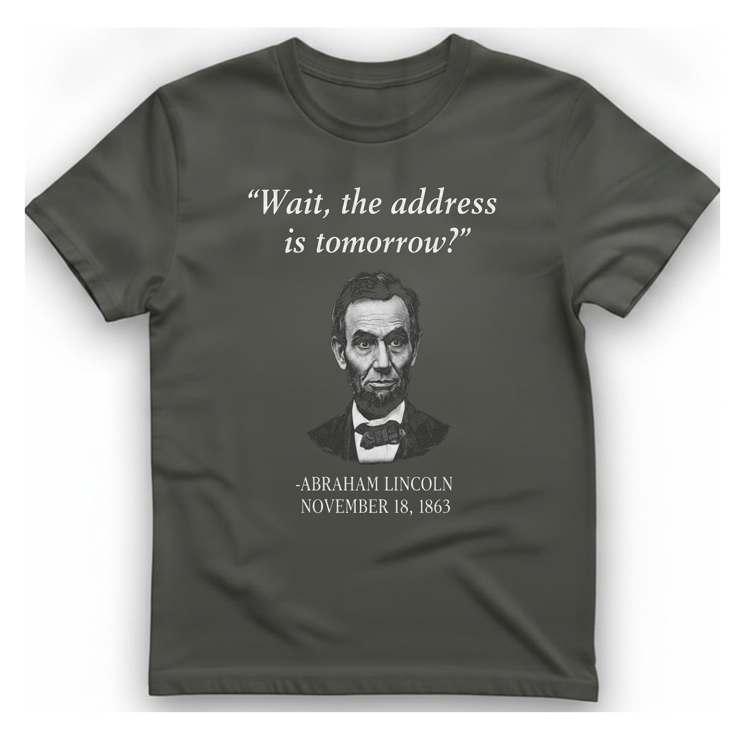 Lincoln Procrastination T-Shirt - Charcoal front
