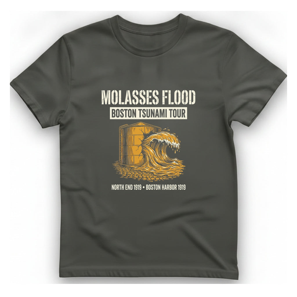Boston Molasses Flood Tour T-Shirt - Charcoal front