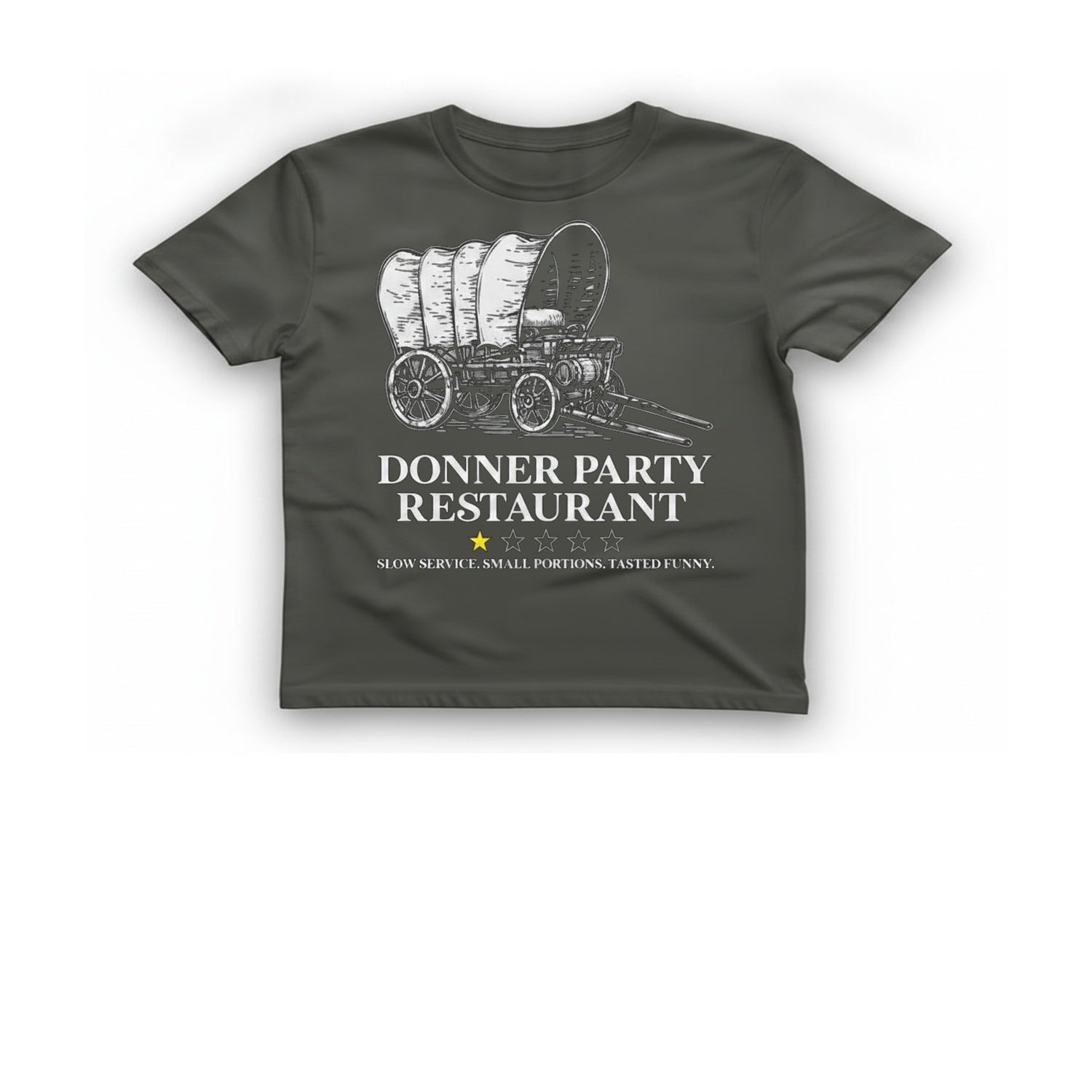 Donner Party Restaurant T-Shirt - Charcoal front