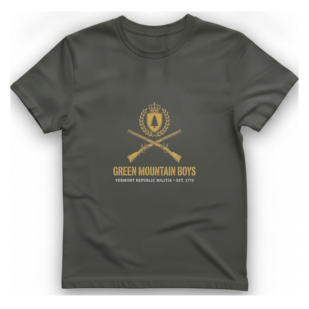 Green Mountain Boys Crest T-Shirt - Charcoal front