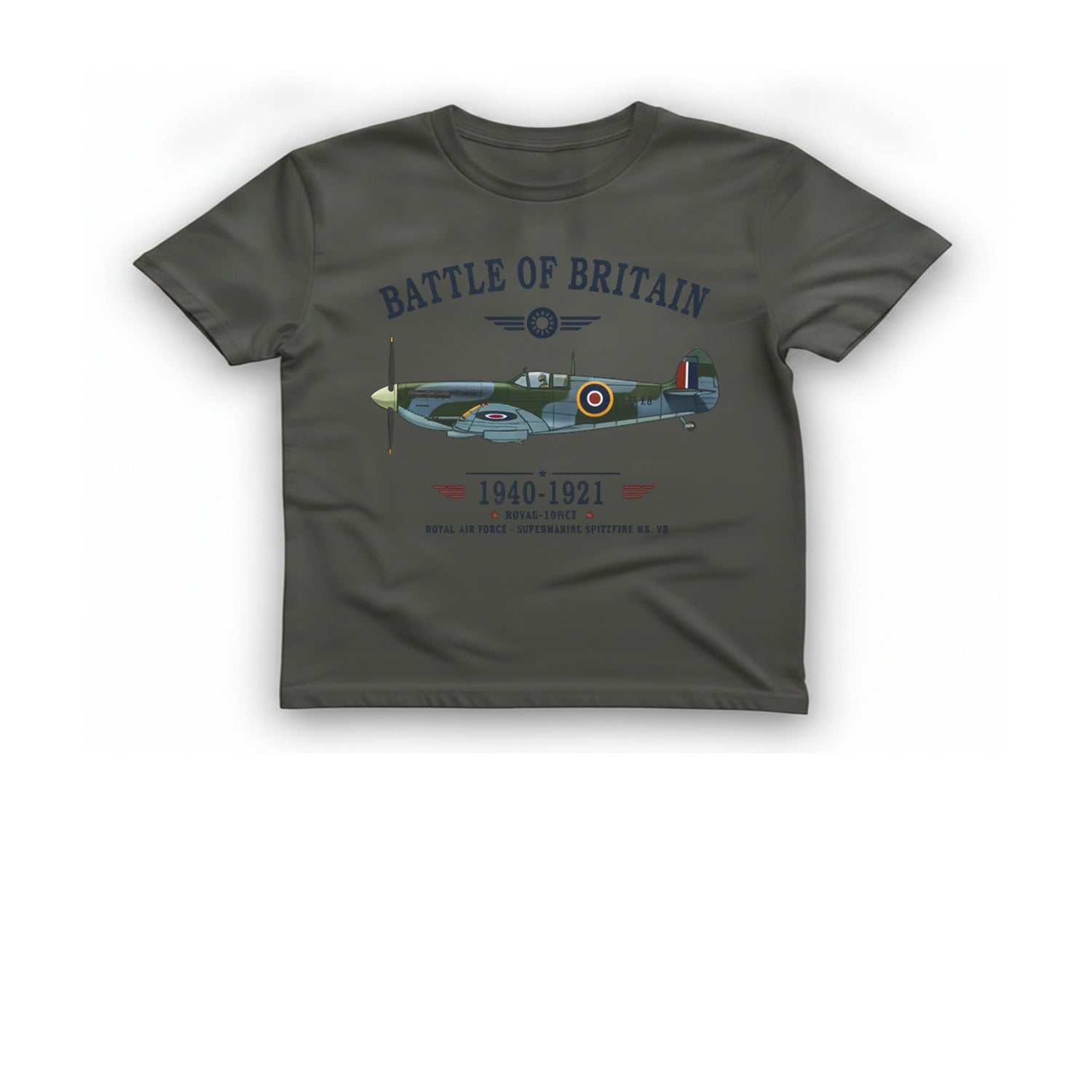 Battle of Britain Spitfire T-Shirt - Charcoal front