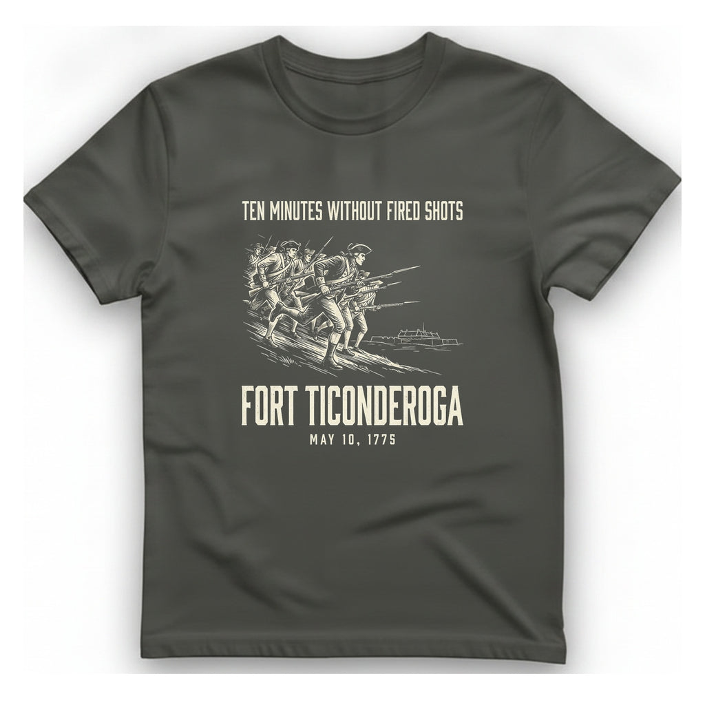 Fort Ticonderoga Ten Minutes T-Shirt - Charcoal front