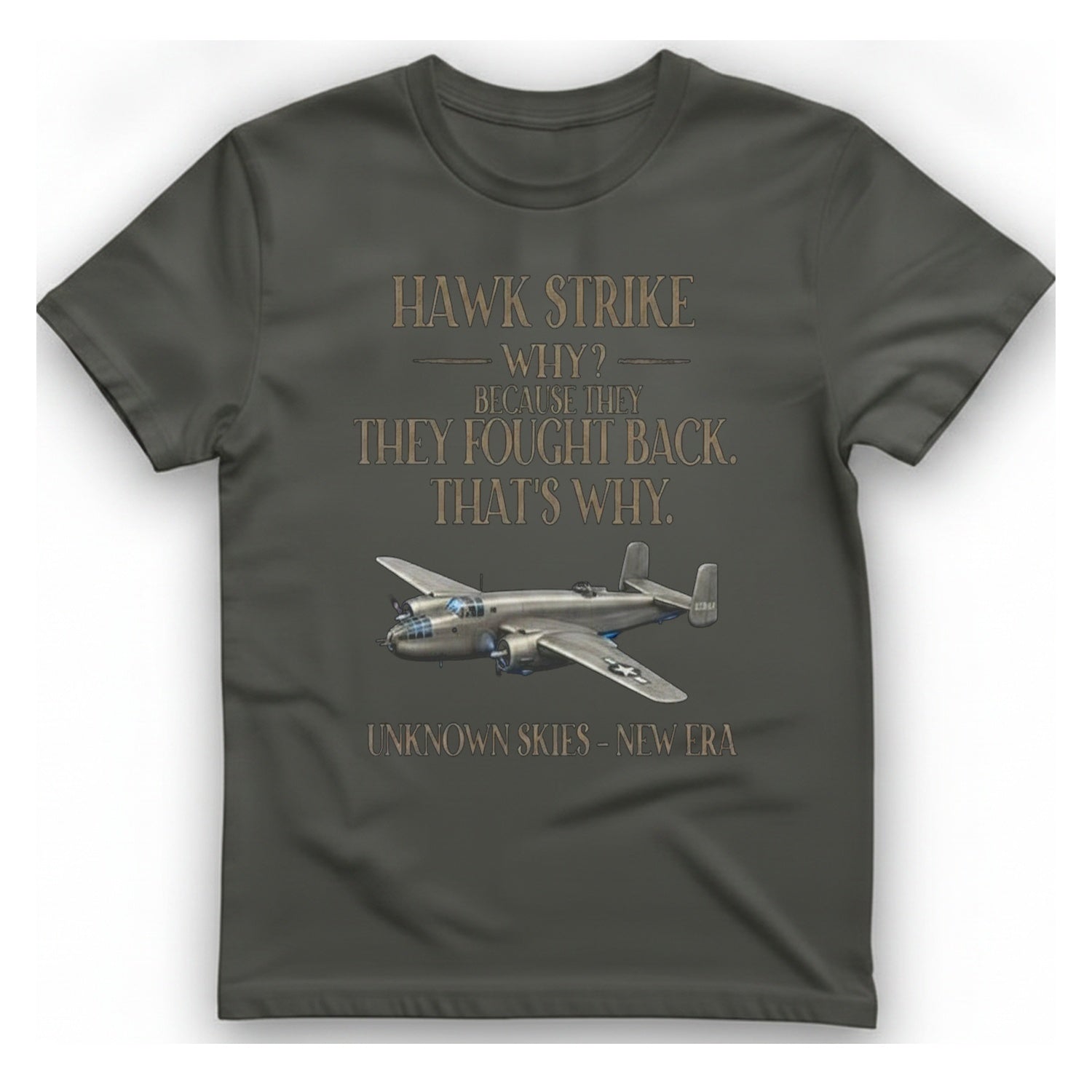 Hawk Strike Back T-Shirt - Charcoal front