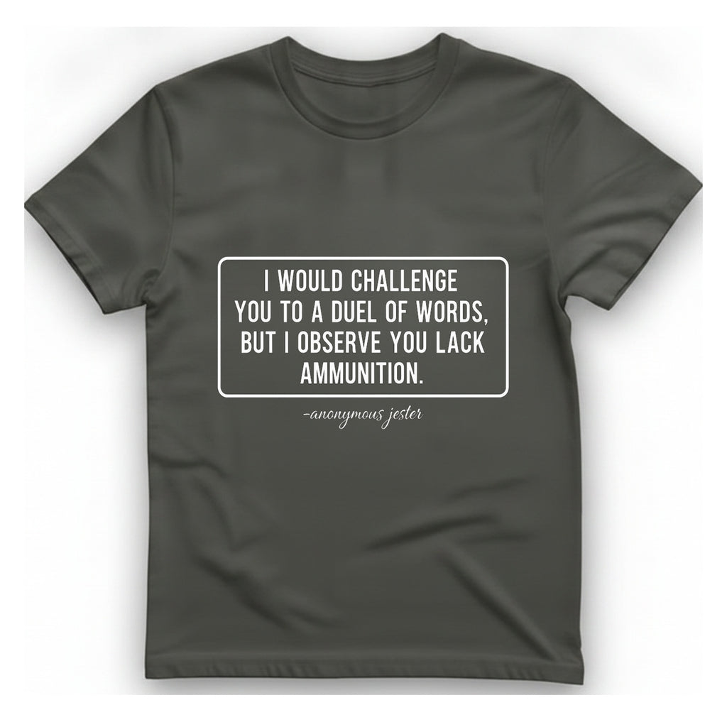 Duel of Words T-Shirt - Charcoal front