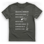 Creative Thinkers List T-Shirt - Charcoal front