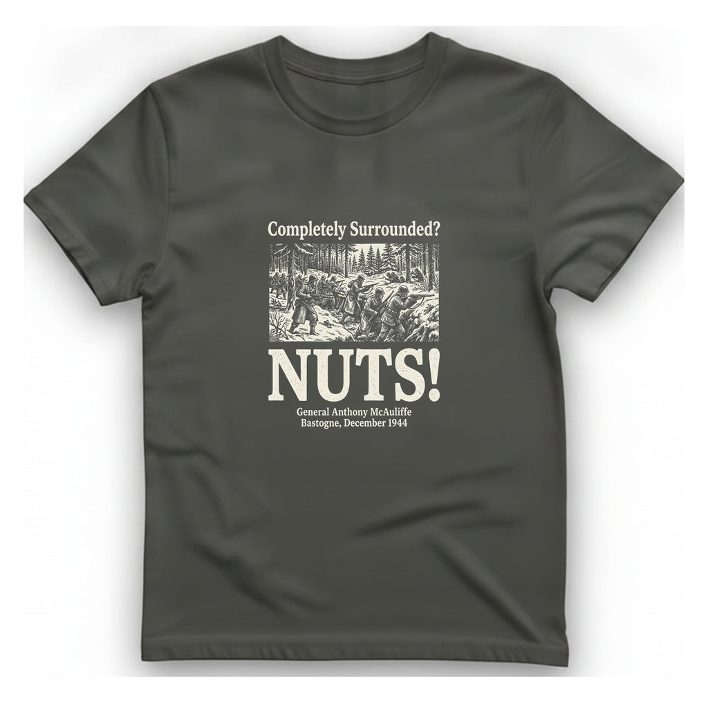Bastogne Nuts Defiance T-Shirt - Charcoal front