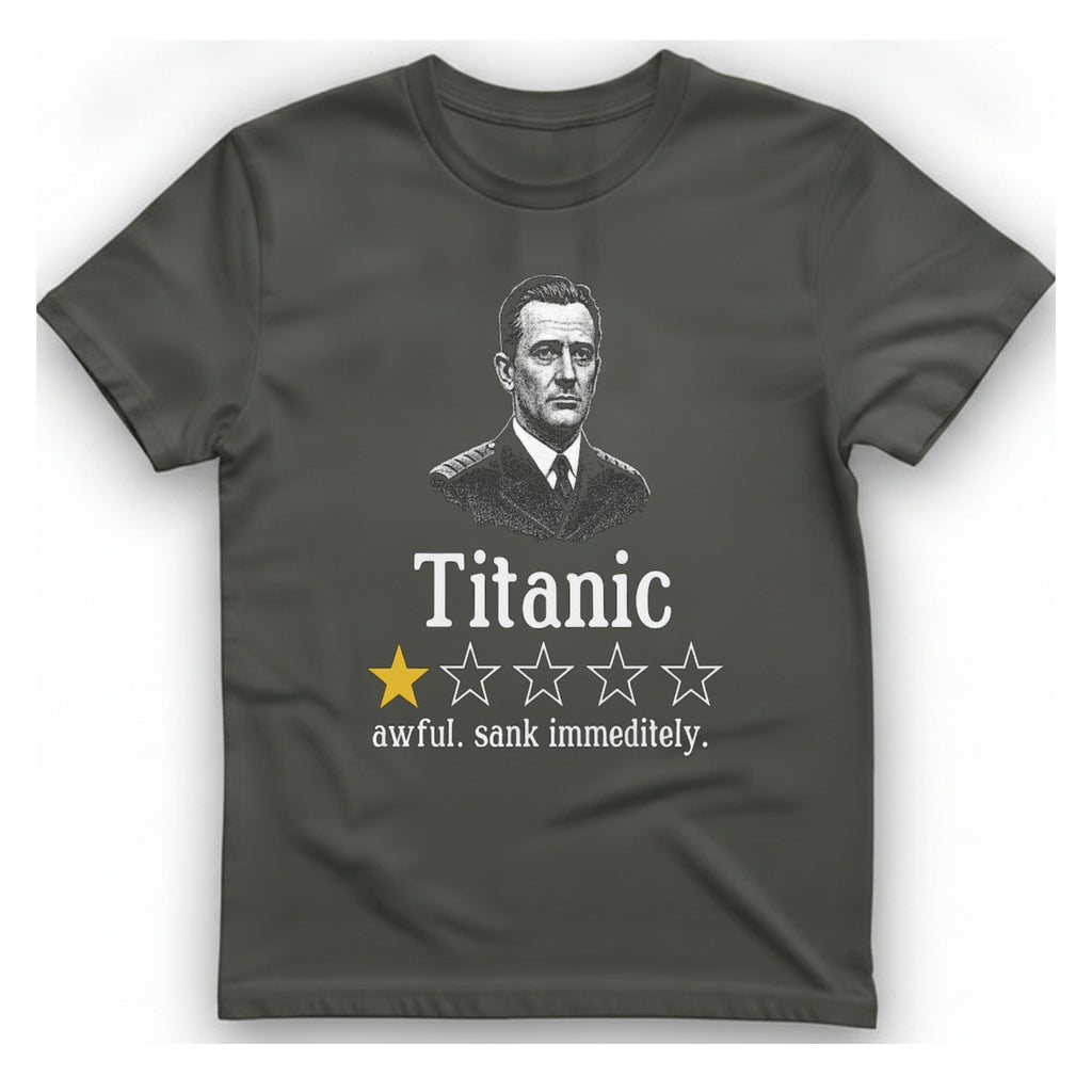 Titanic One Star Review T-Shirt - Charcoal front