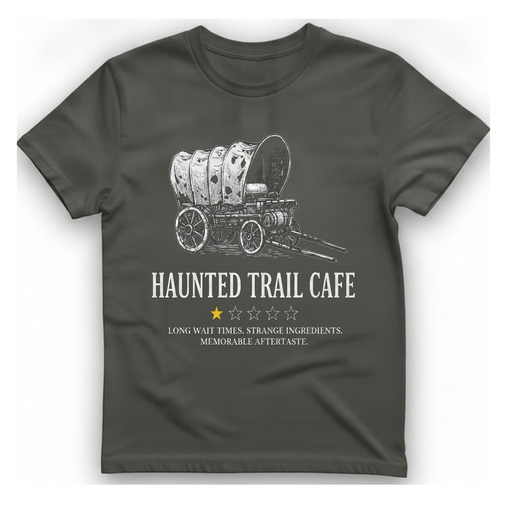 Haunted Trail Cafe T-Shirt - Charcoal front