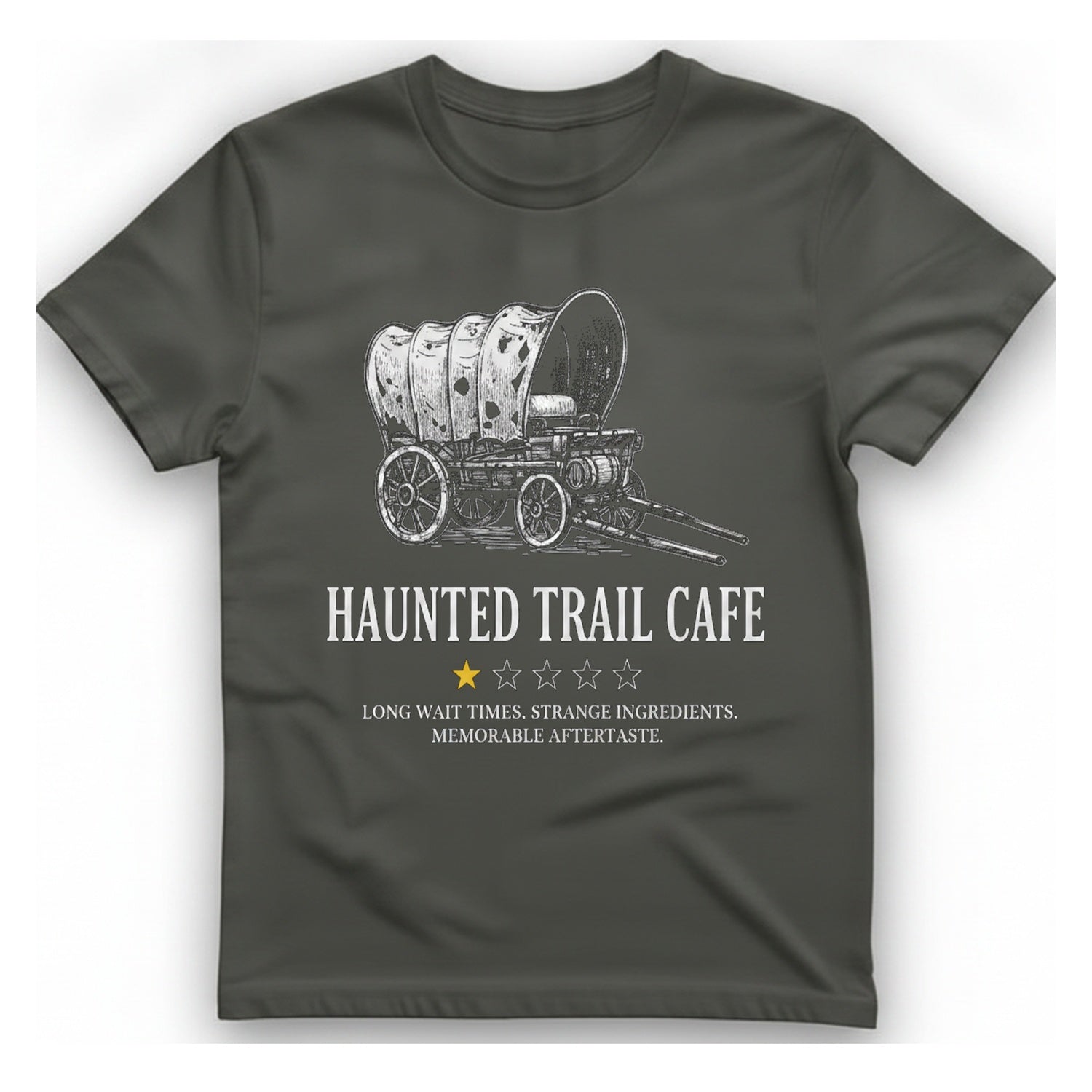 Haunted Trail Cafe T-Shirt - Charcoal front