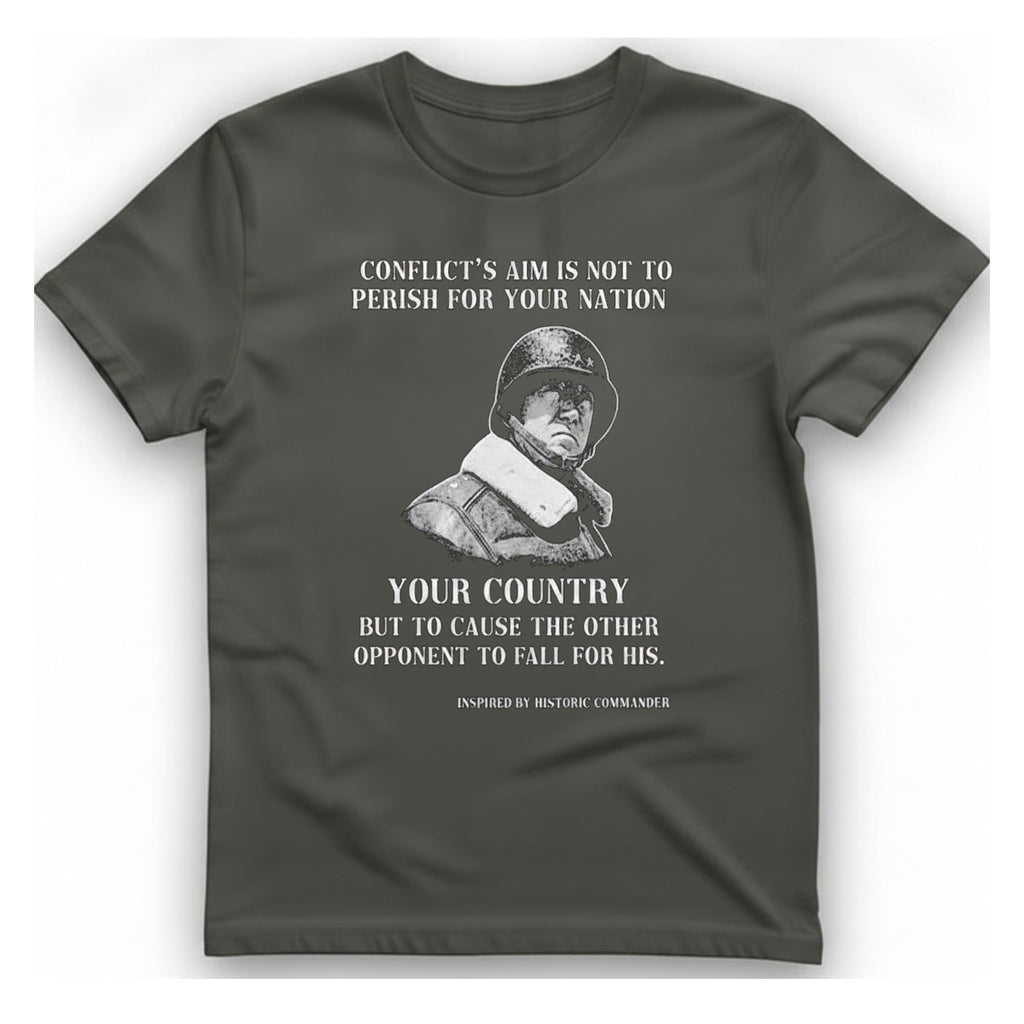 Historic Commander Quote T-Shirt - Charcoal front