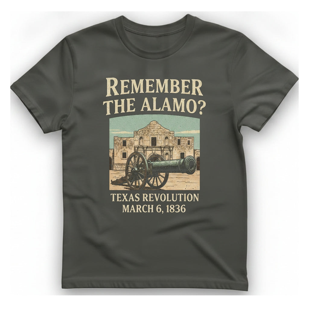 Remember The Alamo T-Shirt - Charcoal front