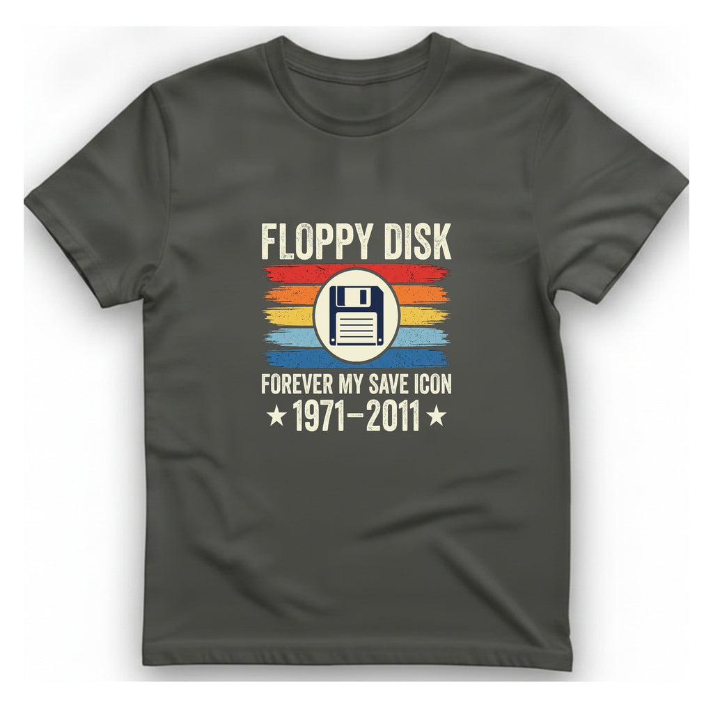 Floppy Disk Memorial T-Shirt - Charcoal front