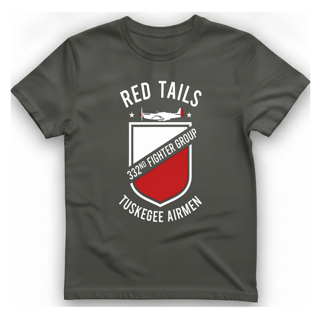 Red Tails 332Nd Fighter Group T-Shirt - Charcoal front