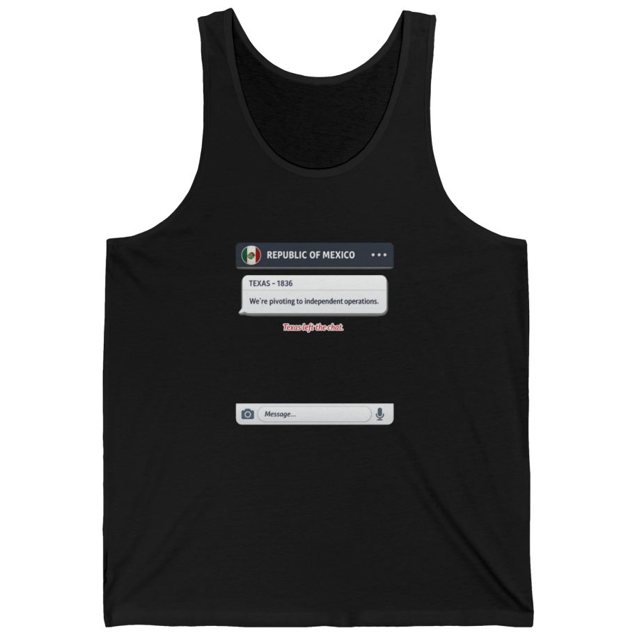 Texas Independence Group Chat Tank Top - Black front