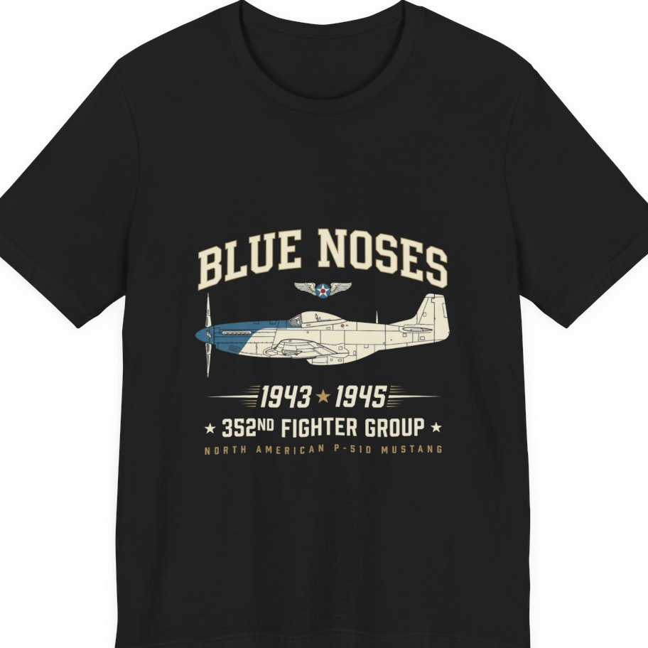 Blue Nosed Fighter Group Premium Tee - Black front