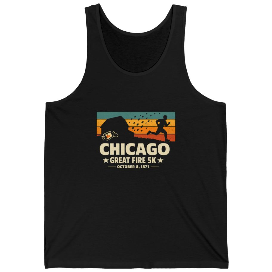Chicago Great Fire 5K Retro Tank Top - Black front