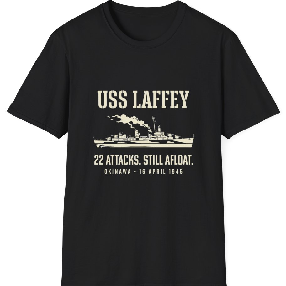 Uss Laffey Okinawa Destroyer T-Shirt - Black front