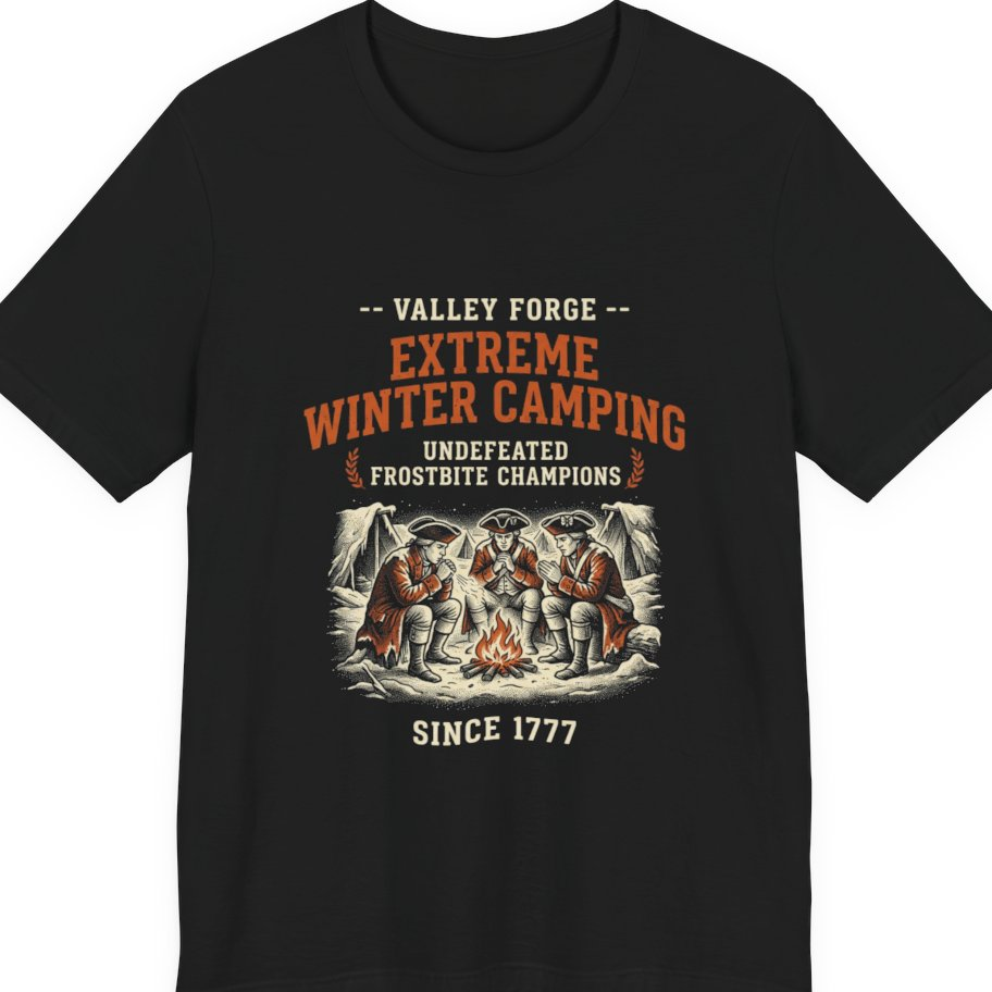 Valley Forge Winter Camping Premium Tee - Black front