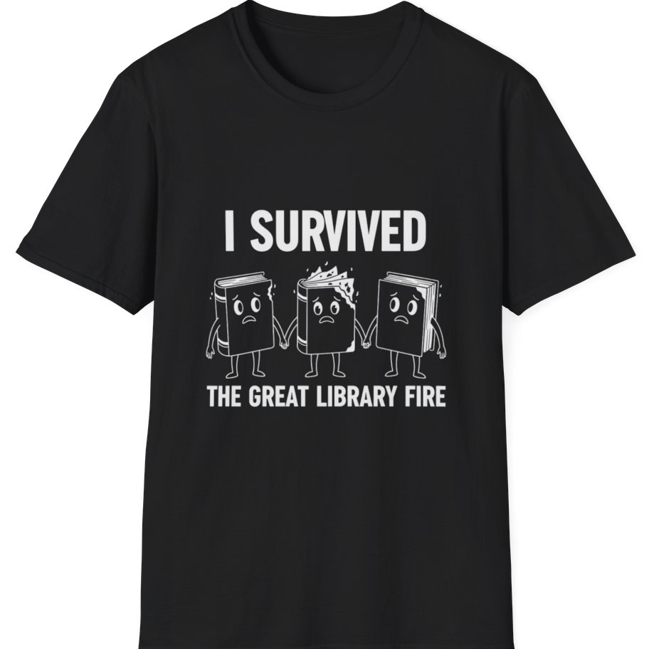 I Survived The Great Library T-Shirt - Black front