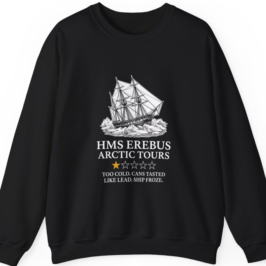 Hms Erebus Arctic Tours T-Shirt - Black front
