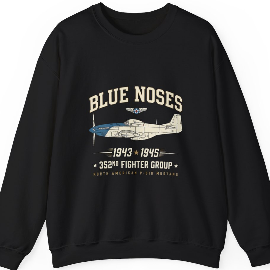 Blue Nosed Fighter Group Sweatshirt - Black front