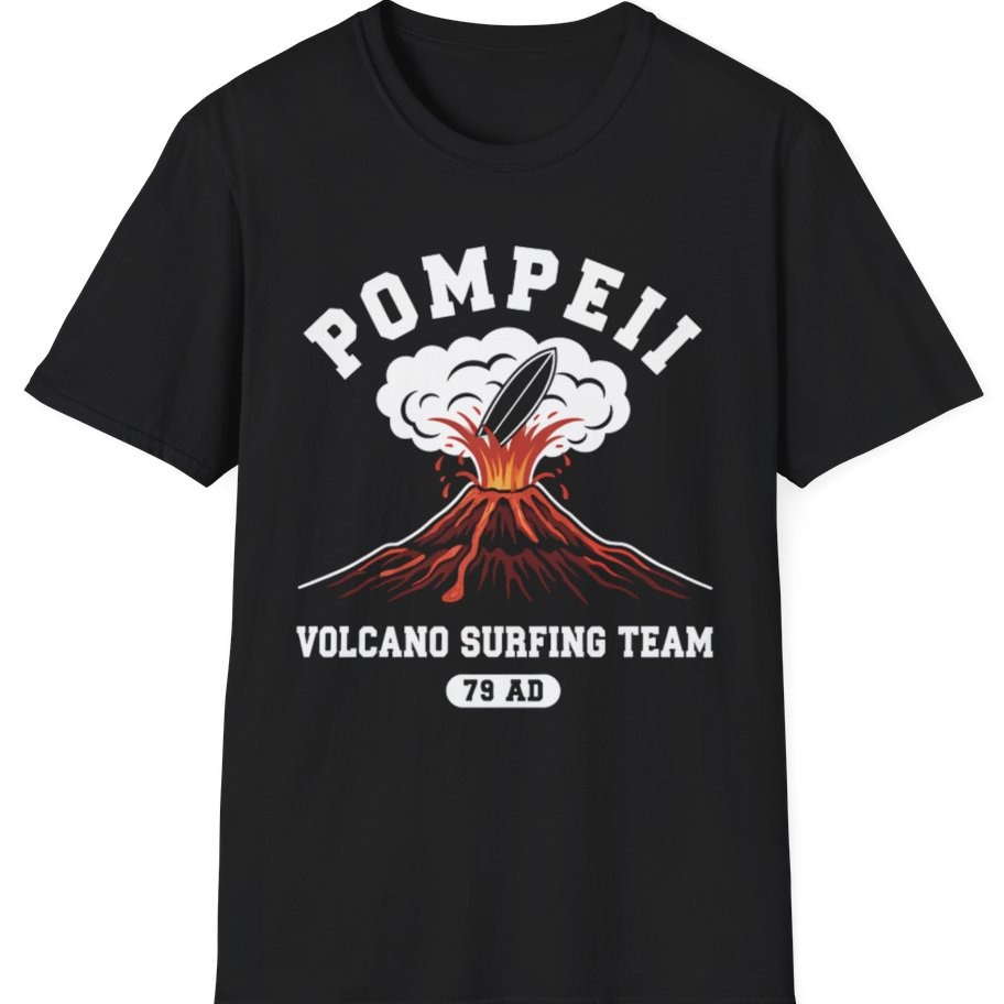 Pompeii Volcano Surfing Team T-Shirt - Black front