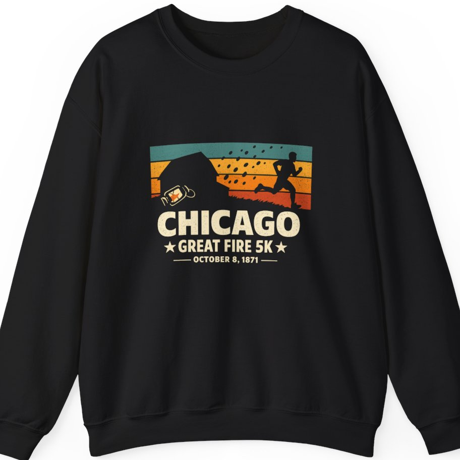 Chicago Great Fire 5K Retro Sweatshirt - Black front