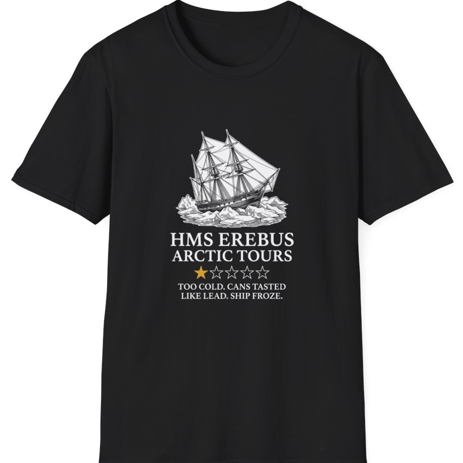 Hms Erebus Arctic Tours T-Shirt - Black front