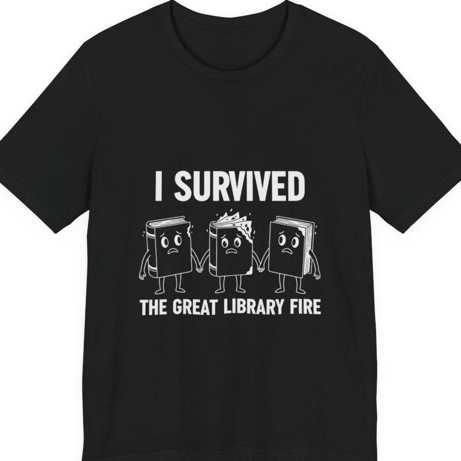 I Survived The Great Library Premium Tee - Black front