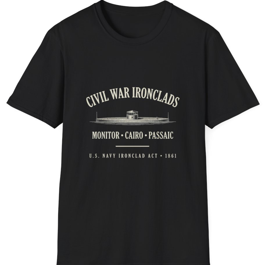 Civil War River Ironclads T-Shirt - Black front