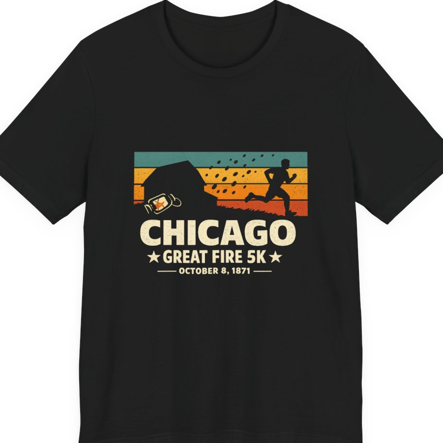 Chicago Great Fire 5K Retro Premium Tee - Black front