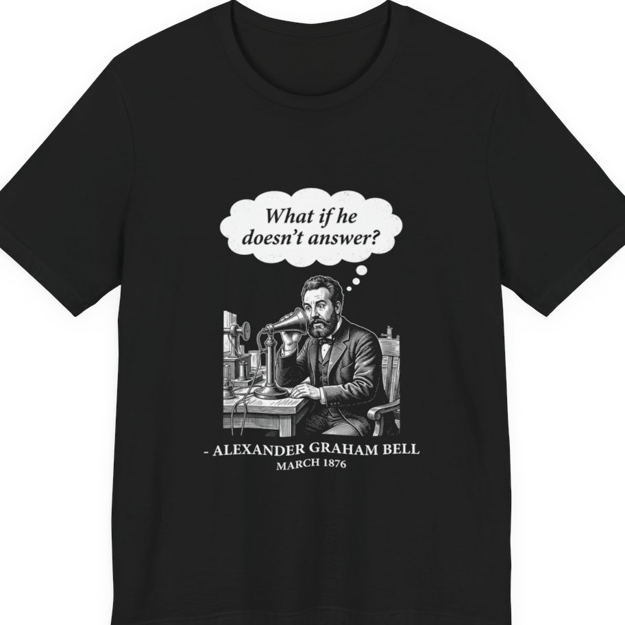 First Phone Call Panic Premium Tee - Black front