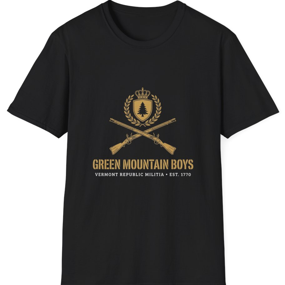 Green Mountain Boys Crest T-Shirt - Black front