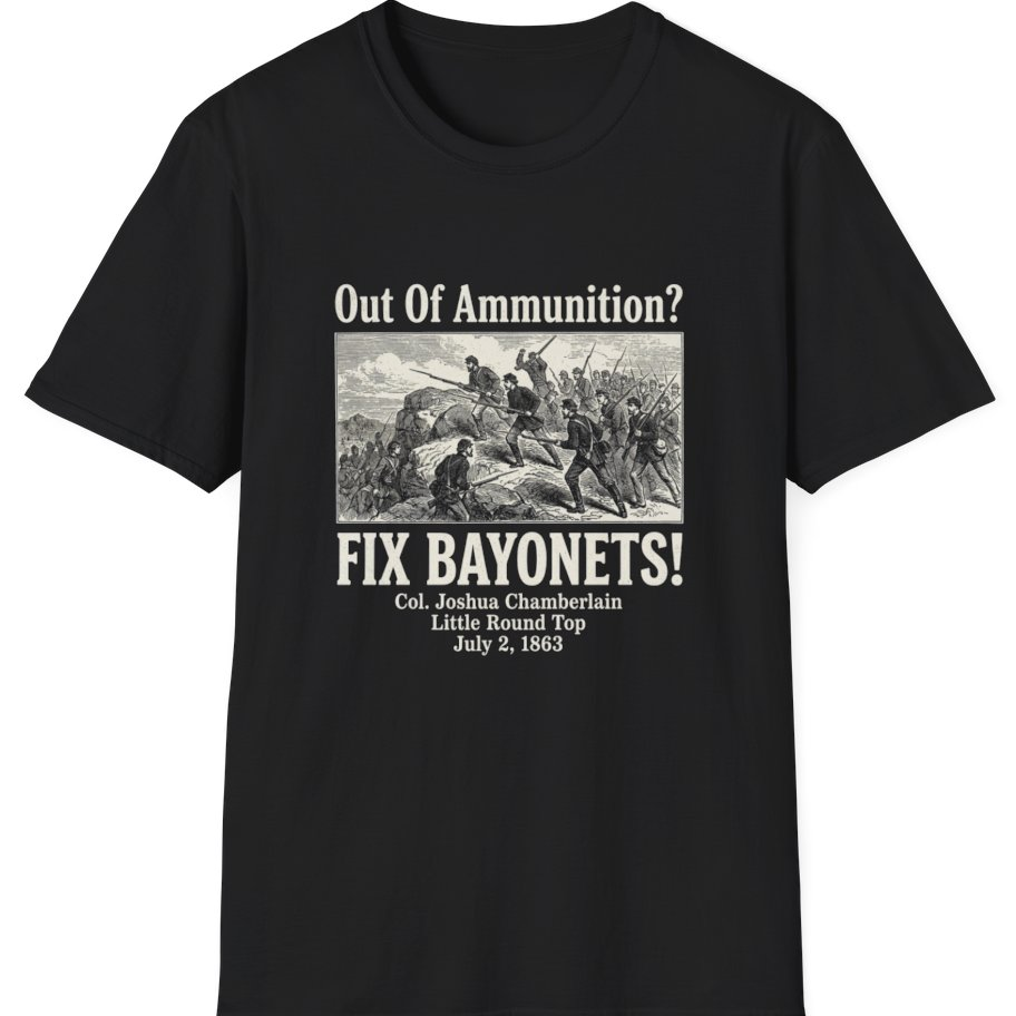 Out of Ammunition Fix Bayonets T-Shirt - Black front