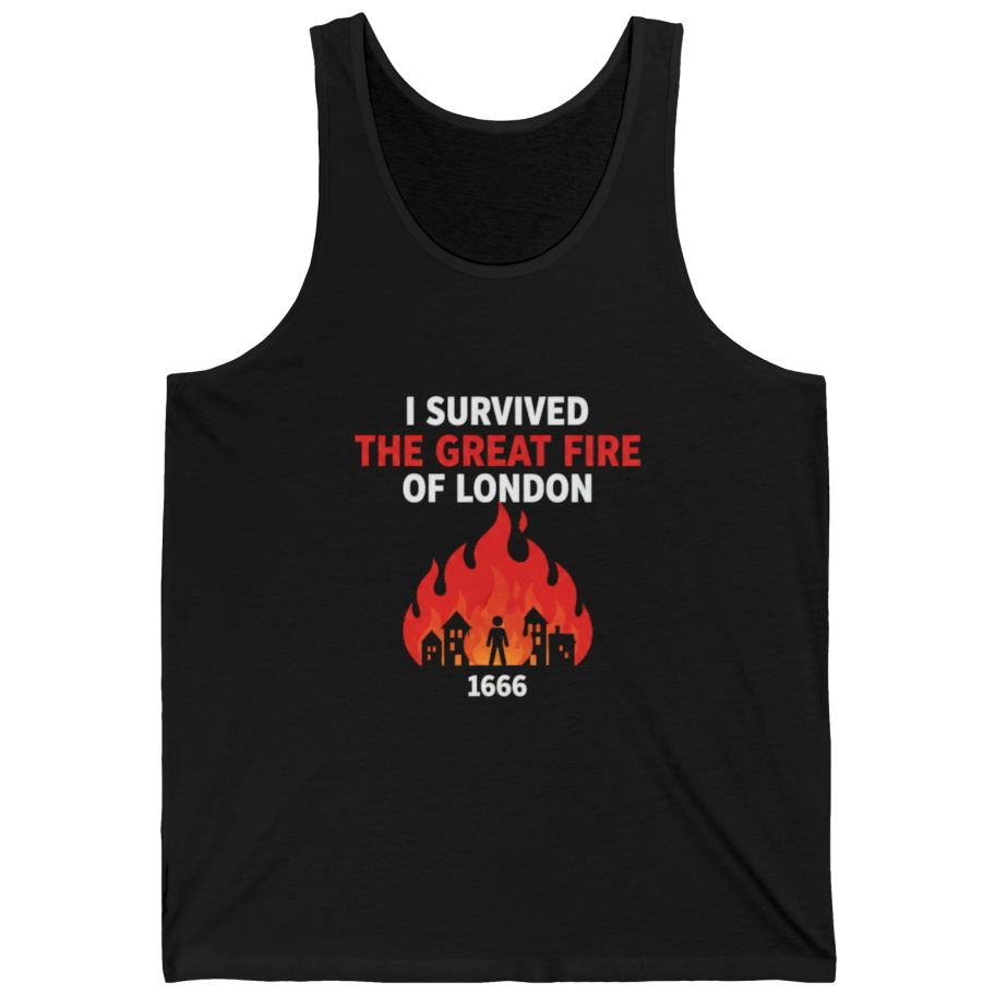 I Survived The Great Fire Tank Top - Black front