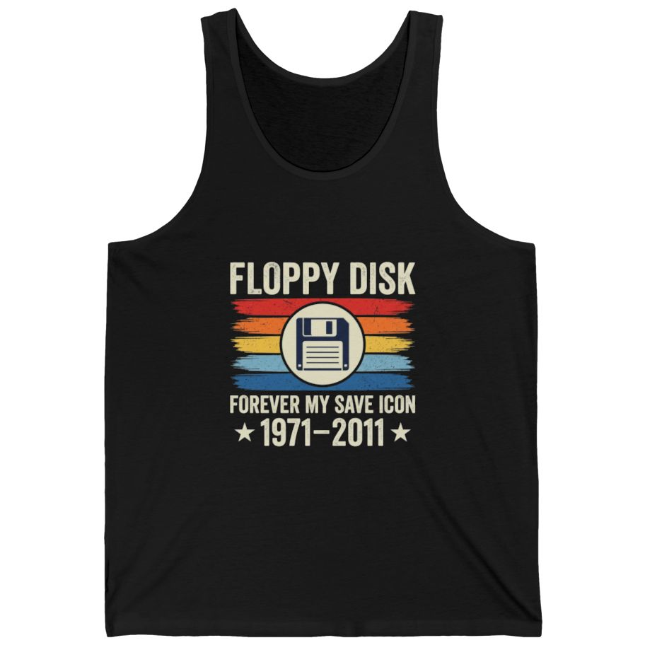 Floppy Disk Memorial Tank Top - Black front