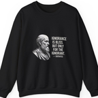 Socrates Ignorance Is Bliss Quote Sweatshirt - Black front