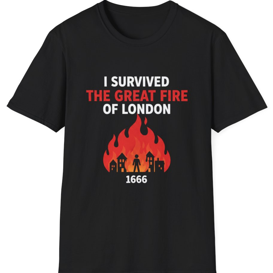 I Survived The Great Fire T-Shirt - Black front