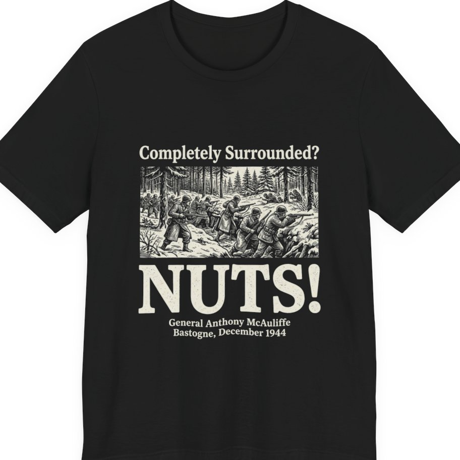 Bastogne Nuts Defiance Premium Tee - Black front