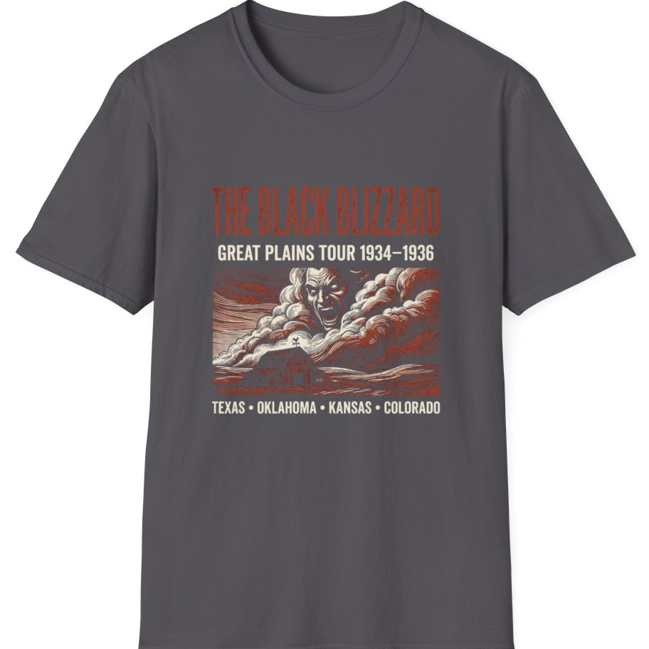 Black Blizzard Dust Tour T-Shirt - Charcoal front
