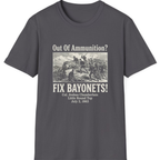 Out of Ammunition Fix Bayonets T-Shirt - Charcoal front
