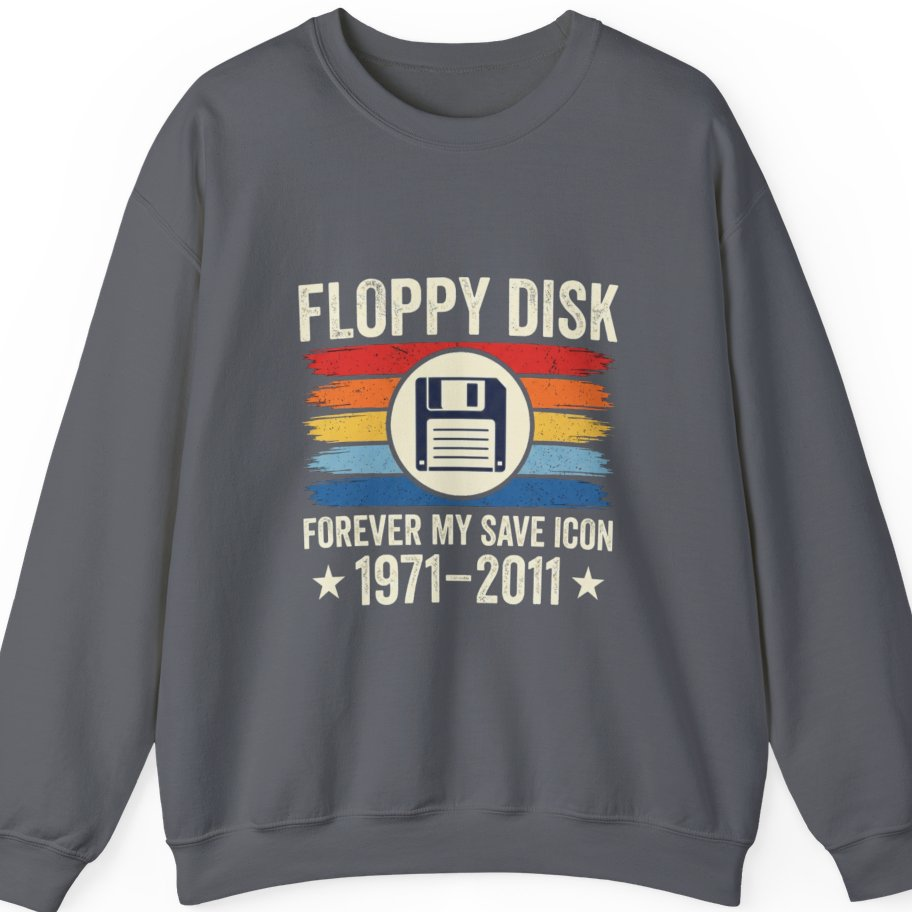 Floppy Disk Memorial Sweatshirt - Charcoal front